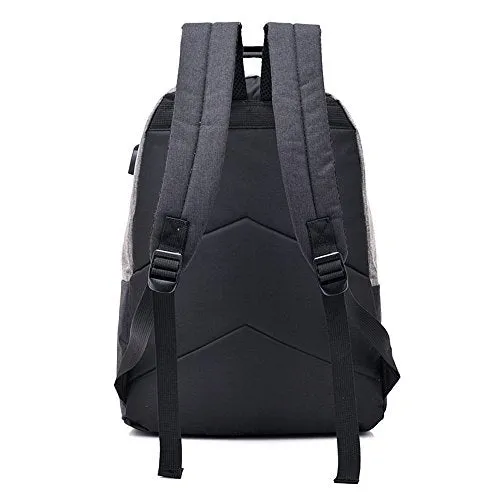 2-FNS School Backpacks Lightweight Canvas Travel Laptop Backpack Student Backpack with USB Charging