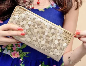 2016 Fashion Women Retro National Wind Leather Wallet Double Pull Purse Long Women Purse Handbag