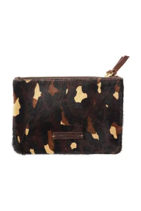 6x4 Mini Mini Chocolate Leopard Hair on Hide Zip Pouch