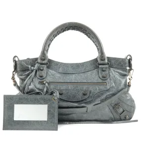 BALENCIAGA The First Leather 2Way Bag Hand Bag Gray 103208