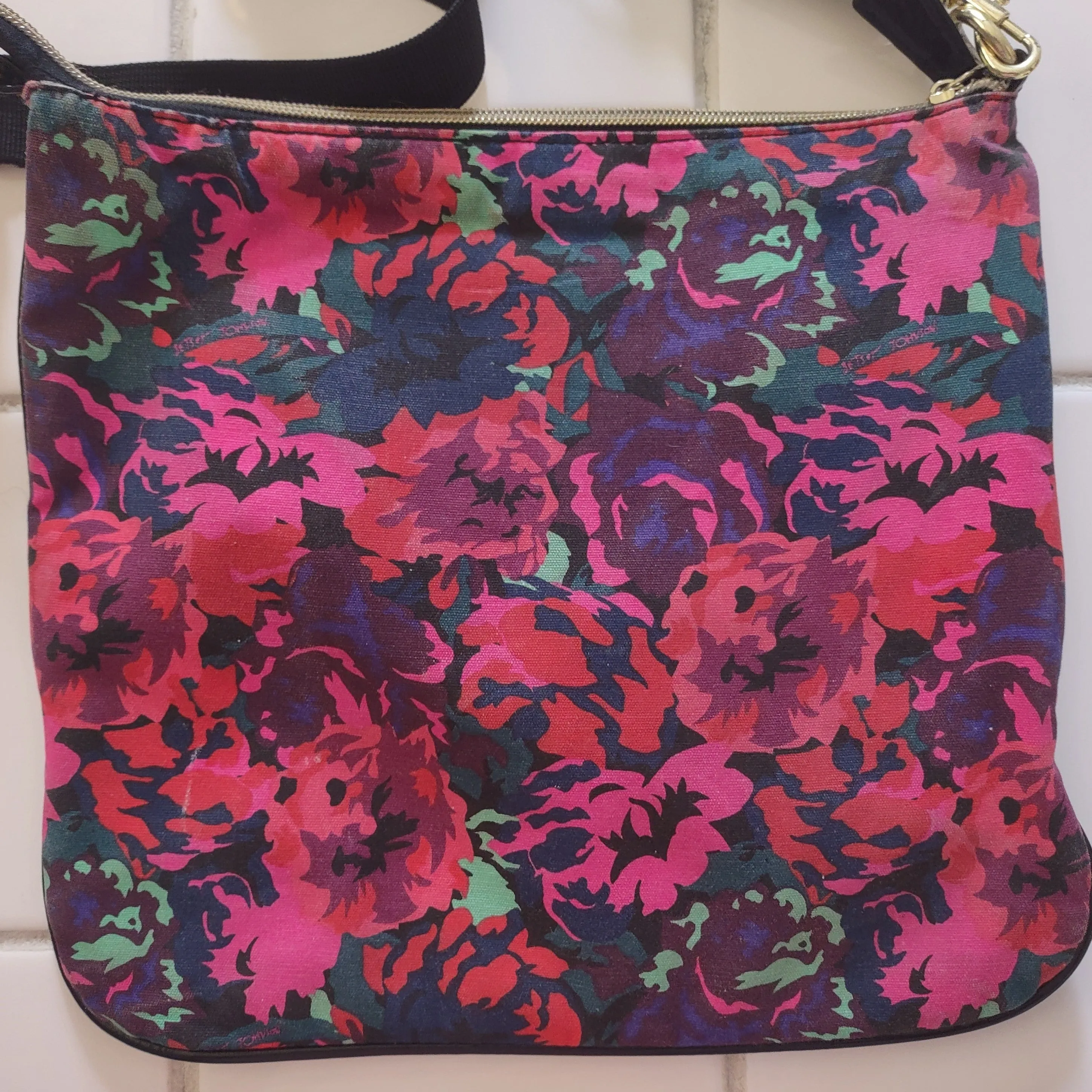 Betsey Johnson Floral Canvas Crossbody Bag Handbag