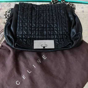 Celine Vintage Black Leather Shoulder Bag