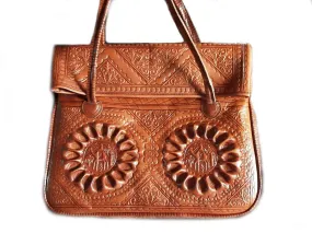 Leather Tote Bag - Chkara - Sun Flower - Caramel