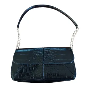 Liz Claiborne Black Polyvinyl Shoulder Evening Bag Handbag