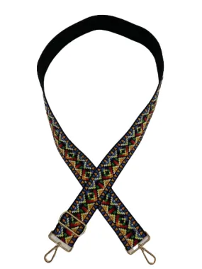 Multi Color Aztec on Black "Guitar" Bag Strap