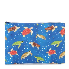 Pouch Zip Large Local Turtles Blue